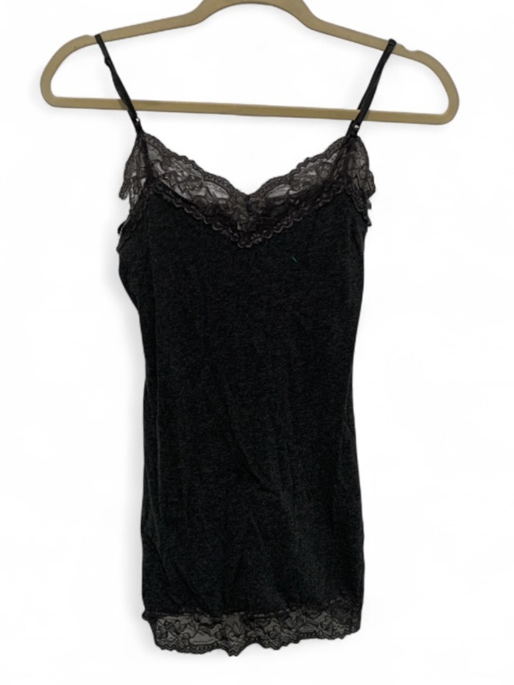 Bozzolo Dark Gray Lace Trim Cami Tank Top